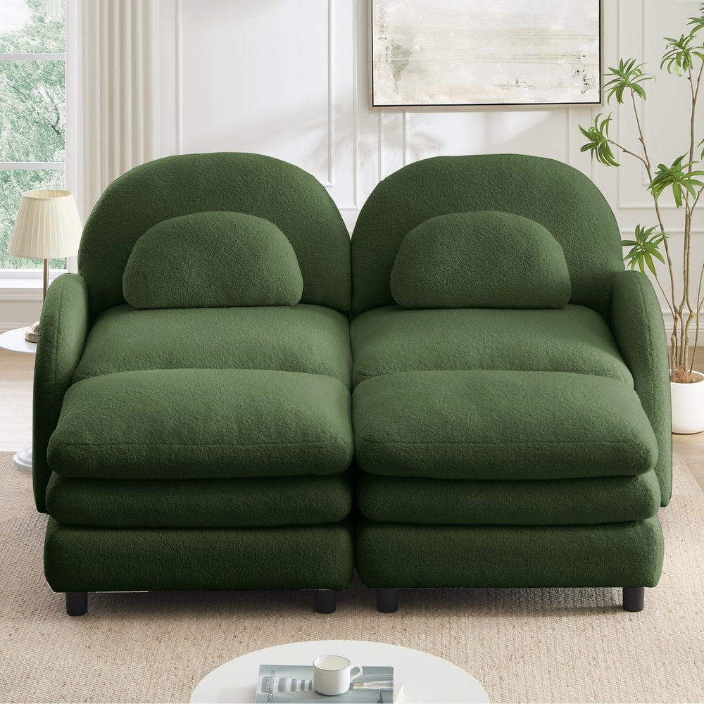 English Elm Teddy Chenille Cloud Sofa Modular 2 Seater with Ottomans for Cozy Living Rooms W5656S00110
