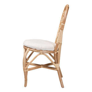 English Elm Bohemian Handwoven Kubu Rattan Mahogany Wood Dining Chair Organic Eclectic Style B2750P467670