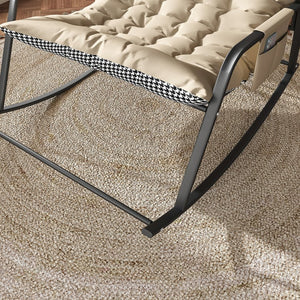 English Elm Rocking Ergonomic Lounge Recliner with Storage & Cushions, All-Weather Breathable Comfort for Patio Off White W2699P324195