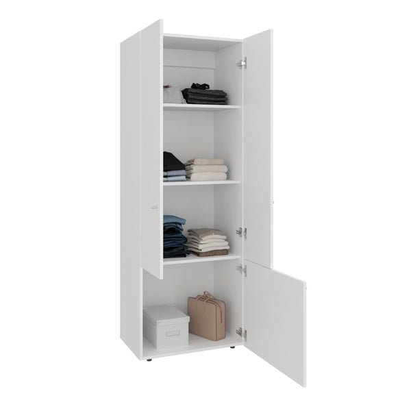 English Elm Home 3 Door Closet System with Rod and Fixed Shelves — Space-Saving Engineered Wood Storage, White B070P351131