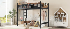 English Elm Twin Kids Platform Bed with Trundle Staircase Bookshelf and Rounded Safety Rails W1580S00380