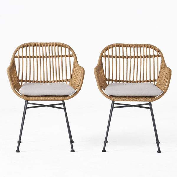 English Elm Rodney Polyethylene Rattan Accent Chair Set Woven Over Steel Frame for Modern Living 65036.00LBRN