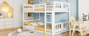 English Elm Twin Over Bunk Bed Solid Pine Frame Gray Finish with Guardrail for Kids N708P429640K