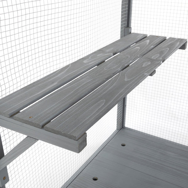 English Elm 70-inch Pinewood Outdoor Cat Enclosure Rolling Catio with Climbing Platforms Sunshine Roof W2181P356035