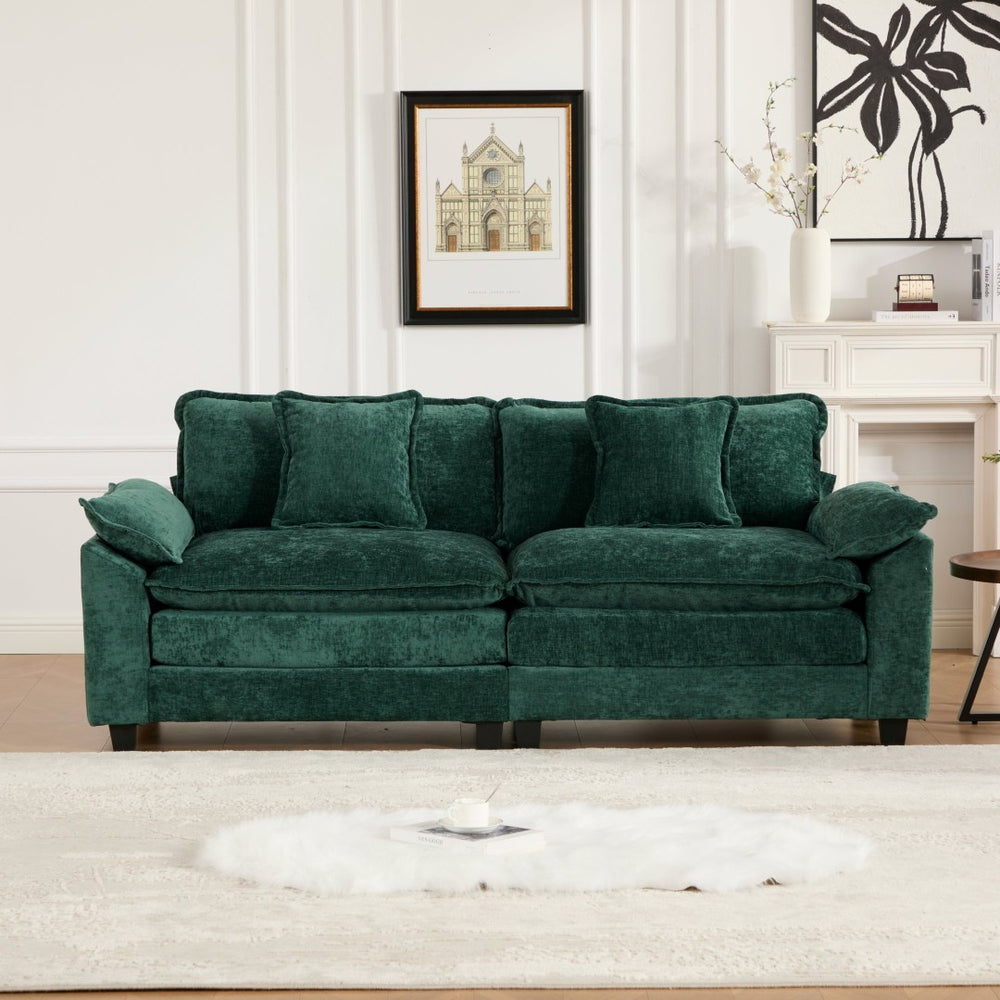 English Elm Wider Armrest Loveseat - Modern Green Chenille Couch With Cloud-Like Comfort For Any Space W1143S00038-GIGA