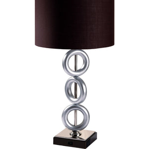 English Elm 29" Tall Metal Table Lamp - Modern Silver Finish With Espresso Round Shade For Stylish Lighting B072116166