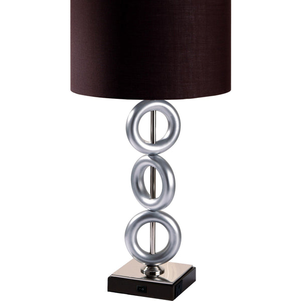 English Elm 29" Tall Metal Table Lamp - Modern Silver Finish With Espresso Round Shade For Stylish Lighting B072116166