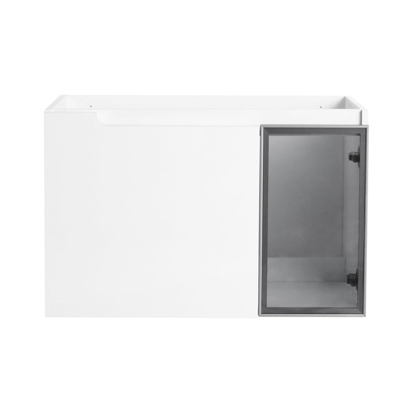 English Elm 30" Floating Bathroom Vanity Glossy White Plywood with Frosted Glass Soft Close Doors W999P387159