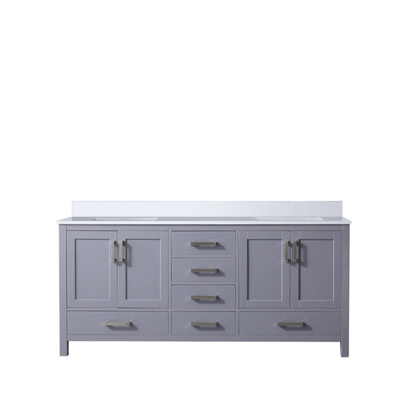 English Elm Dark Grey Double Bath Vanity 72" W X 22" D With White Quartz Top - Stylish Storage For Modern Bathrooms B2731P258912