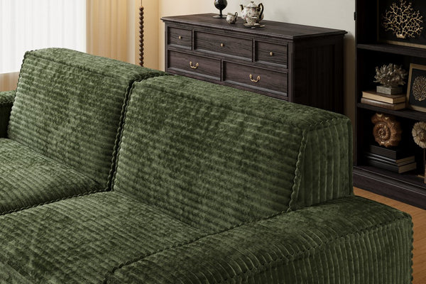 English Elm 106.3 Inch Large Striped Fabric Compression Sofa - Modern Green Comfort For Living Room & Bedroom W3147S00020
