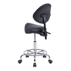 English Elm Saddle Ergonomic Swivel Stool with Backrest, Hydraulic Tilt, Footrest & Smooth Wheels for Clinic W2069P342823