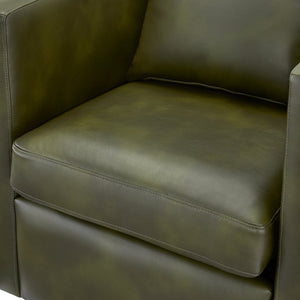 English Elm Sutton Fern Green Faux Leather Swivel Barrel Chair with Stain‑Resistant Fabric, Pocket Coil Seat, 360° Swivel Comfort B050P322589