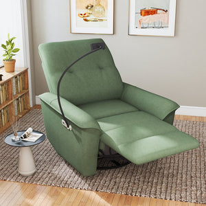 English Elm 270° Swivel Power Recliner Velvet Glider Rocker with Usb Ports for Living Room Dark Green W1028S00059