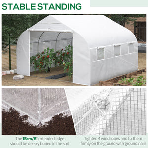 English Elm Outsunny Large Tunnel Walk-in Greenhouse Steel Frame with Mesh Ventilation Panels W2225P217787