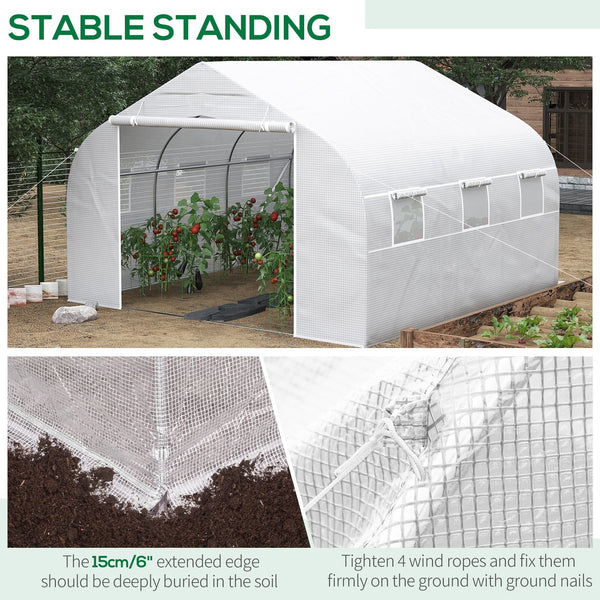 English Elm Outsunny Large Tunnel Walk-in Greenhouse Steel Frame with Mesh Ventilation Panels W2225P217787