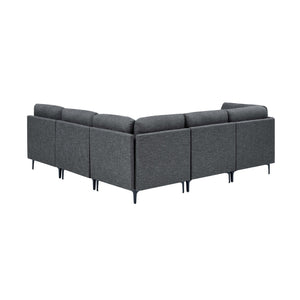 English Elm Linen Upholstered Modular Sectional Sofa with Tall Black Metal Legs for Living Room Dark Gray B2748S00114
