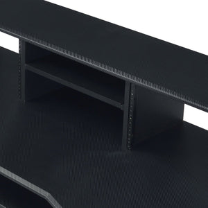 English Elm Megara Black Finish Music Desk with Keyboard Tray, Cable Management, 8 Wheels & Multi Storage Organizer B2726P265727