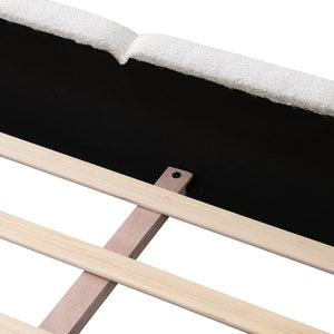 English Elm California King Boucle Upholstered Platform Bed Thick Block Headboard Modern Suite N757P391356W
