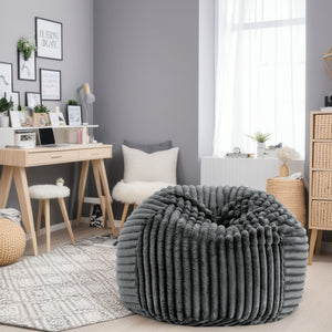 English Elm 40 Inch Minky Gunmetal Memory Foam Lounger - Plush Comfort For Gaming, Reading & Relaxation Bliss B108P193086