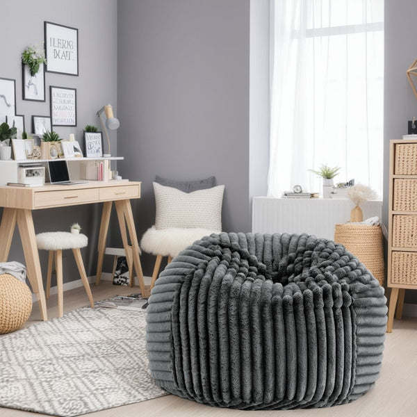 English Elm 40 Inch Minky Gunmetal Memory Foam Lounger - Plush Comfort For Gaming, Reading & Relaxation Bliss B108P193086