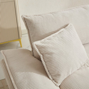 English Elm Corduroy Stylish Sleeper Sofa Loveseat with Dual-Layer Cushions & Two Support Pillows, Sturdy Frame Beige W676P184129