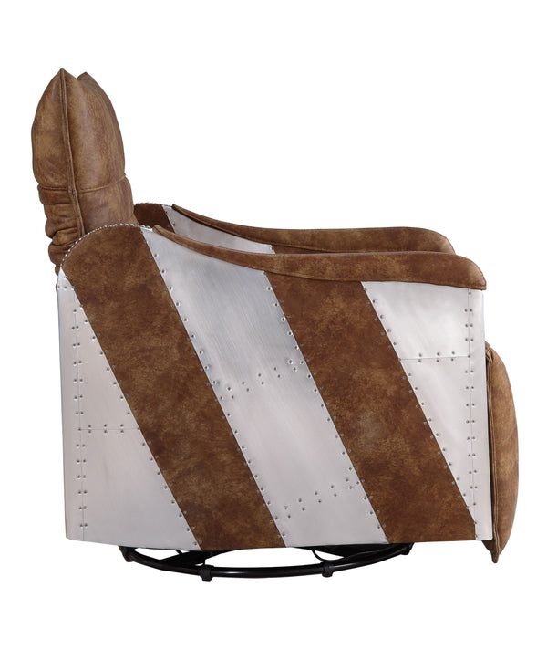 English Elm Qalurne Mocha Two-Tone Top Grain Leather Power Recliner with Aluminum Frame, Swivel & Plush Foam B2726P280177