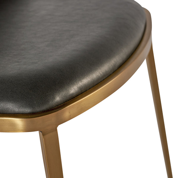 Sunpan Dover Luxurious Dining Chair Set - Contemporary Design with Faux Leather and Gold Steel Legs Bravo Portabella / Sparrow Grey