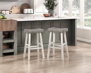 English Elm Transitional Counter Height Stools Set of 2 — 24" Rustic Accent Solid Rubberwood Seats for Islands Coffee,White 45.25 L x 20 W x 9.25 H B011P284441