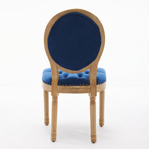 English Elm French Solid Wood Dining Chair with Velvet Upholstery, Nailhead Trim, High-Density Foam & Springs Blue W1143P195872