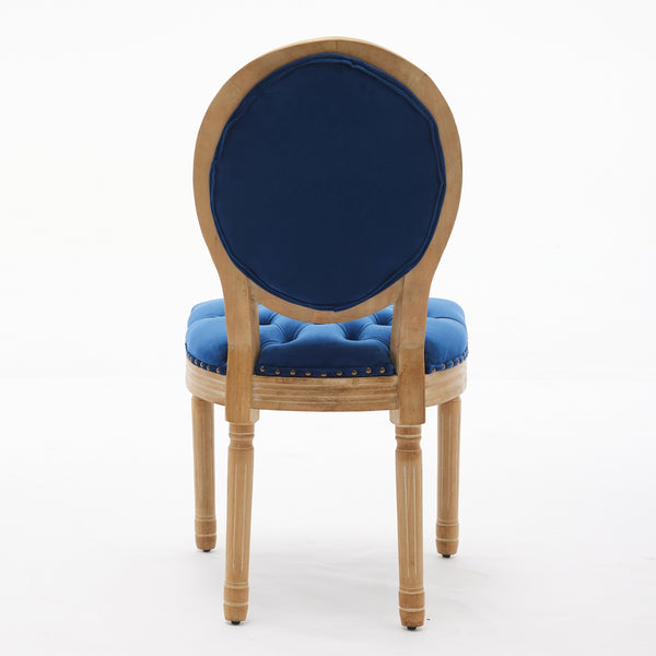 English Elm French Solid Wood Dining Chair with Velvet Upholstery, Nailhead Trim, High-Density Foam & Springs Blue W1143P195872