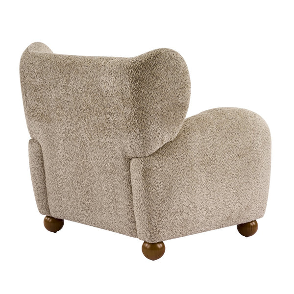 English Elm Wingback Boucle Accent Chair with Rounded Legs for Living Room or Reading Nook N776P376365D