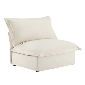 English Elm Koala Armless Chenille Sofa Deep Seat Wraparound Pillows for Modern Living Rooms Cream W3041P240116