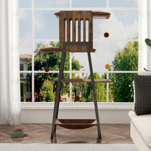 English Elm Modern 58 Inch Cat Tower with Sisal Scratching Mat Hammock and Perch for Large Breeds W2641P460041