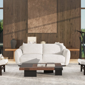 English Elm Jennifer Taylor Home - Sharon 84" Puffy Arm Sofa in Alpaca Off-White Chenille—Pet-Friendly, Removable Cushions, Durable Support B2719P238353