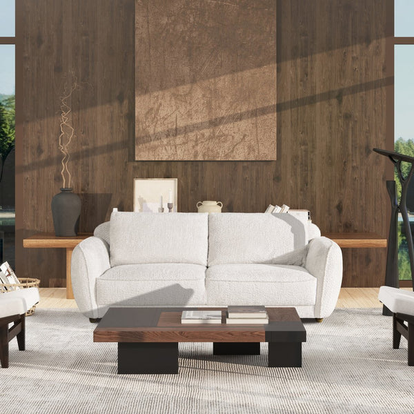 English Elm Jennifer Taylor Home - Sharon 84" Puffy Arm Sofa in Alpaca Off-White Chenille—Pet-Friendly, Removable Cushions, Durable Support B2719P238353