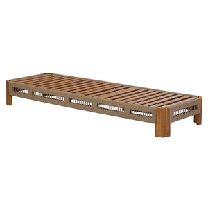 English Elm Acacia Solid Wood Outdoor Chaise Lounge with Rope Panels and Adjustable Reclining Back N767P369236T