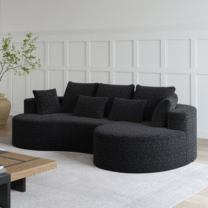 English Elm Modern Chenille Cloud Sectional Sofa Deep Curved 4 Seat Modular Living Room Couch W834S00488