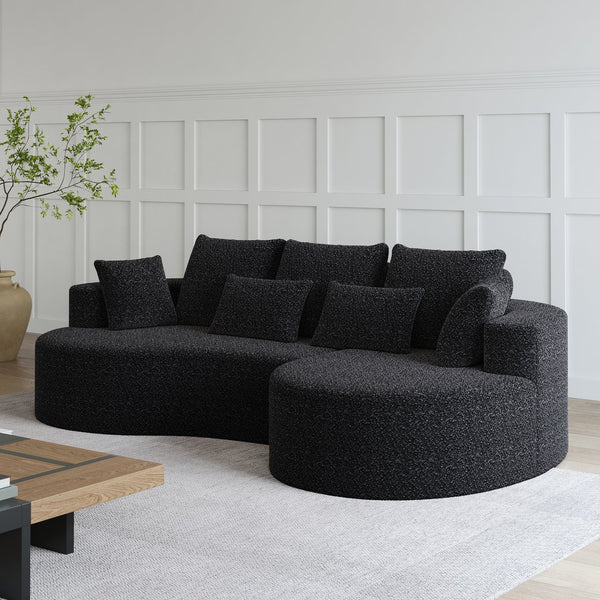 English Elm Modern Chenille Cloud Sectional Sofa Deep Curved 4 Seat Modular Living Room Couch W834S00488