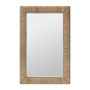 English Elm Round Braided Jute Rope Wall Mirror Natural Fiber Boho Coastal Accent Decor B2750P467771