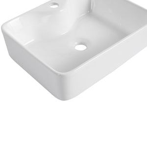English Elm Ceramic Above-Counter Rectangular Bathroom Sink Basin - Modern Art Design, Glossy White Finish W999P363286