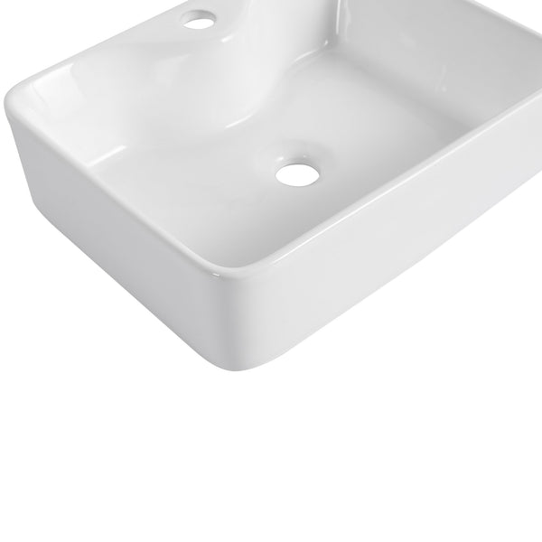 English Elm Ceramic Above-Counter Rectangular Bathroom Sink Basin - Modern Art Design, Glossy White Finish W999P363286