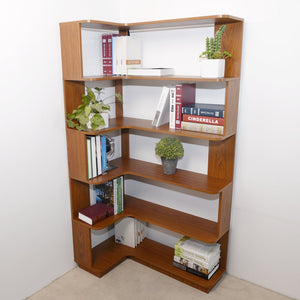 English Elm 90cm Five Tier L-shaped Corner Bookcase Open Wood Shelving Unit for Home Office W2899P444147