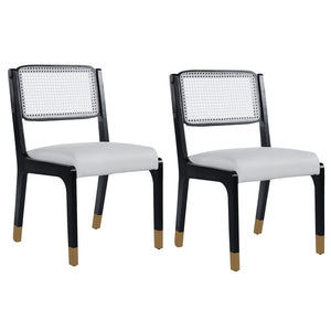 English Elm Wood Dining Chairs Set Of 2 - Modern Farmhouse Design With Plush Beige Linen And Sturdy Frame N842P300886D-GIGA