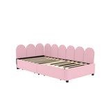 English Elm Twin Size Upholstered Daybed With 2 Drawers, Velvet Sofabed With Soft Fabric Headboard, No Box-Spring Needed, Pink