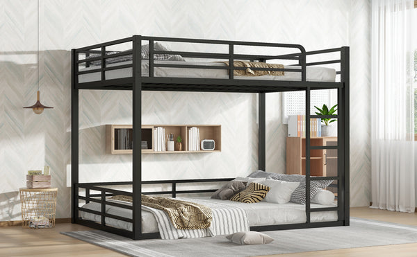 English Elm Metal Full-Over-Full Bunk Bed Frame - Heavy-Duty, Noise-Reduced Design For Kids And Adults In Black W1580S00158