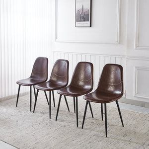 English Elm 1+4,5pieces Mid-century Dining Set Mdf Top Metal Pedestal Base Seats Six Modern Kitchen Brown W3766S00006