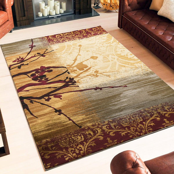English Elm Joy Bohemian Abstract Nature Motif Area Rug Earthy Terracotta Sage Living Room B186P452312