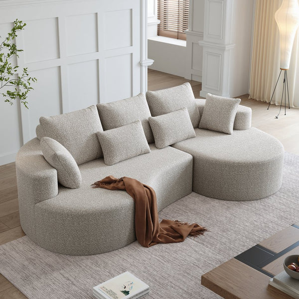 English Elm Modern Chenille Cloud Sectional Sofa Deep Curved 4 Seat Modular Couch for Living Room W834S00489