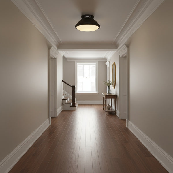 English Elm 2-light Dark Bronze Flush Mount Ceiling Fixture for Hallways Entryways and Bedrooms Antique Bronze B370P394558