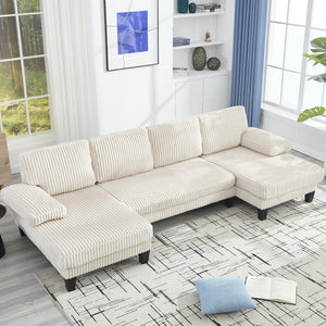 English Elm U-Shaped 4-Seat Sofa With Double Chaise - Luxurious Velvet Comfort For Modern Living Spaces W2705S00014-GIGA